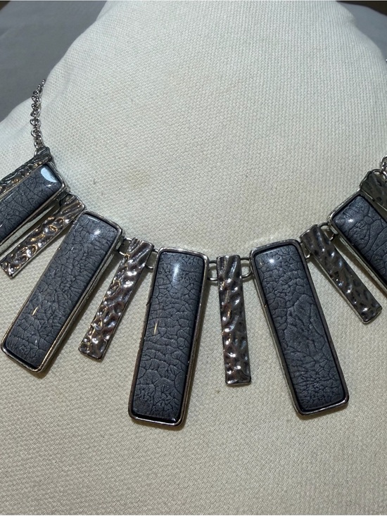 Accessories - Modern Slate Gray Statement Necklace - Women's Jewelry